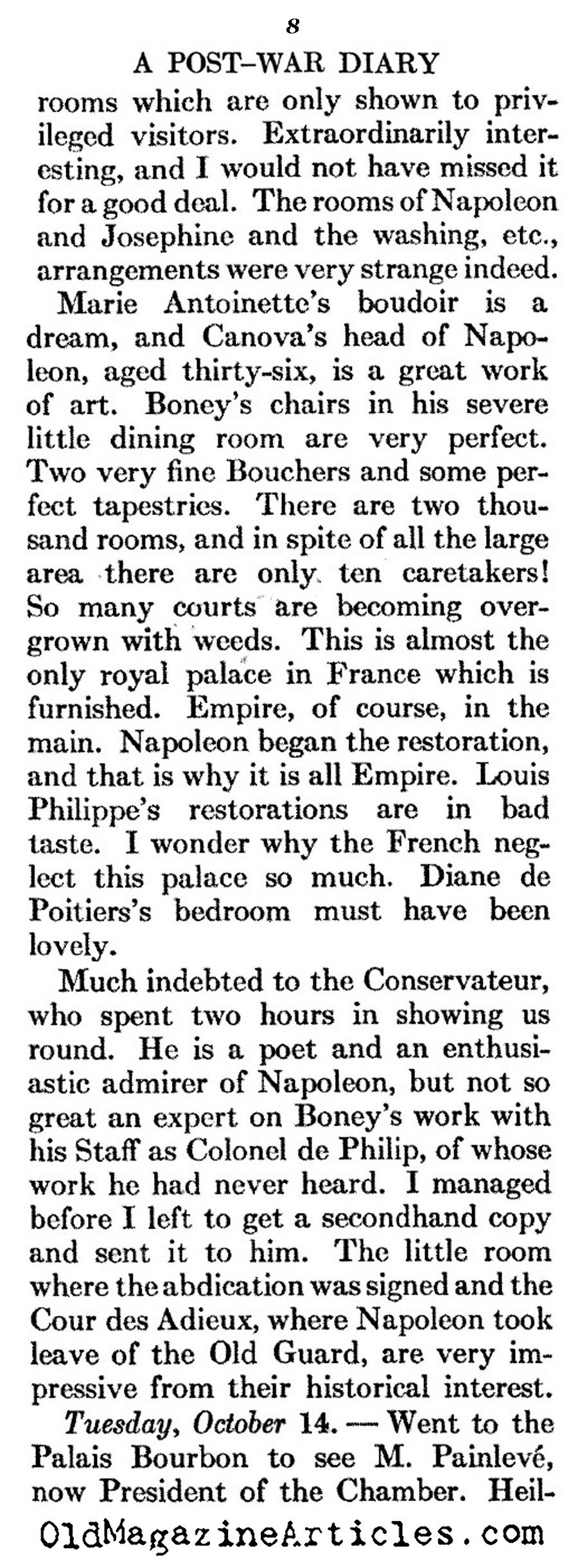 Post-War Diary (Atlantic Monthly, 1928)